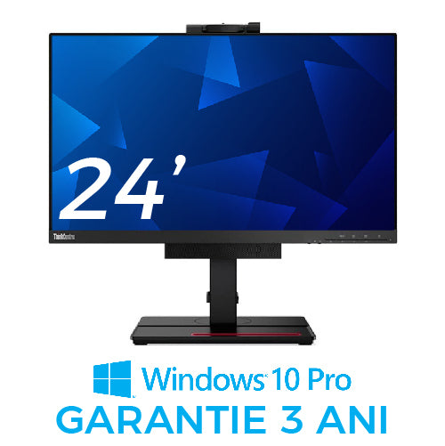 Lenovo ThinkCentre M80q Tiny AIO Desktop – Intel Core i7 Gen 10, 16GB DDR4, 512GB NVMe SSD, Display 24 inch Frameless, Windows 10 OEM, Garanție 3 Ani